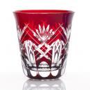 【木箱入り】江戸切子 すみだ江戸切子館 重ね剣矢来 焼酎グラス 紅(赤)(ky-33)