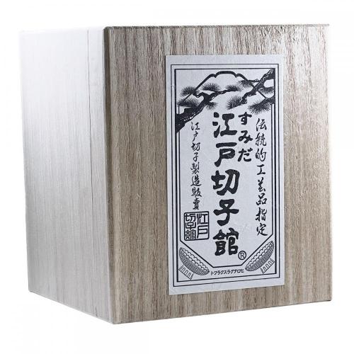 【木箱入り】江戸切子 すみだ江戸切子館 重ね剣矢来 焼酎グラス 紅(赤)(ky-33)