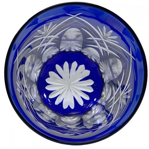 【木箱入り】江戸切子 すみだ江戸切子館 重ね剣矢来 焼酎グラス 藍(青)(ky-44)